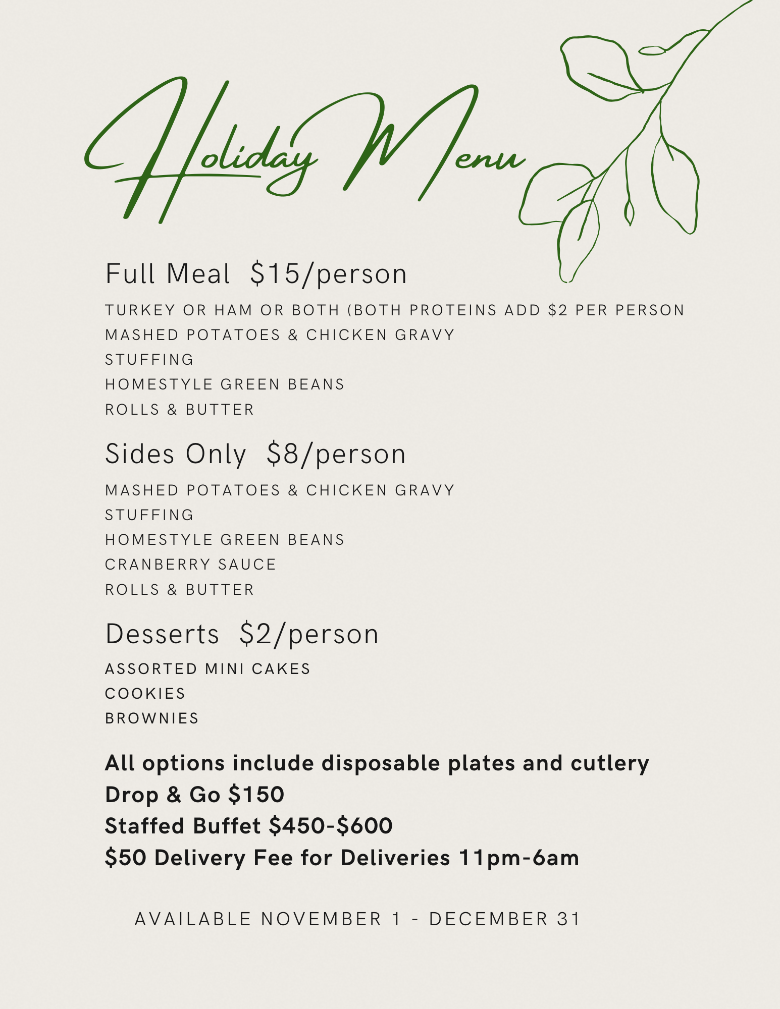 Catering Holiday Menu 2025